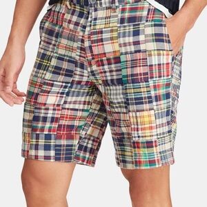 Polo Ralph Lauren Classic-Fit Patchwork Madras Shorts Size 32 Multi-Colour